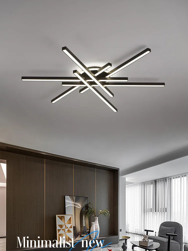 Modern black nordic led ceiling chandelier for living room