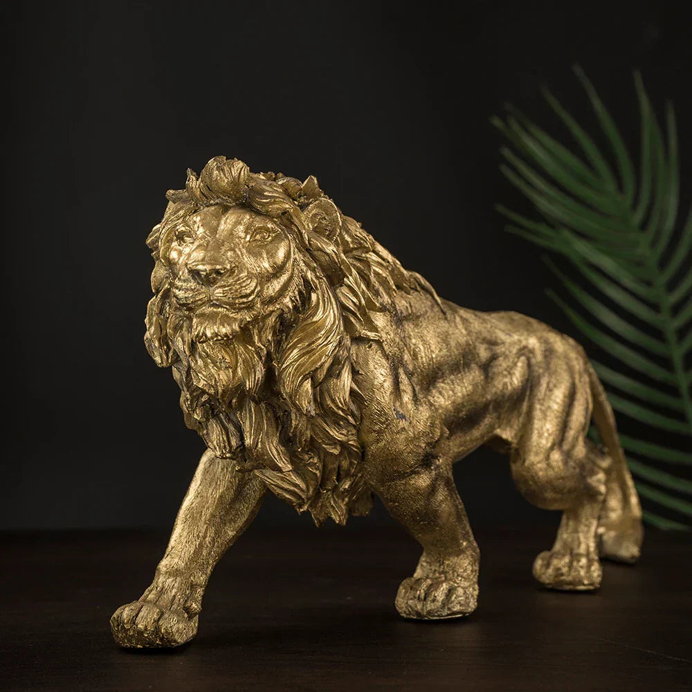 DecorBites™ Golden Lion King Figurine: Modern Office & Home Decor Statue