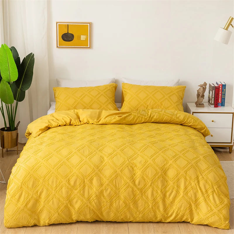 DecorBites™ Geometric Cut Flowers Bedding Set: Queen King Size Duvet Cover Pillowcases