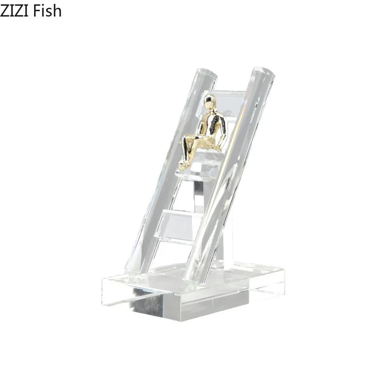 DecorBites™ Golden Figures Resin Sculpture: Creative Staircase Desk Decoration