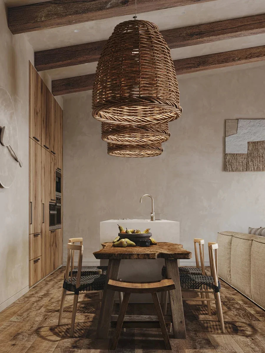 DecorBites™ Handmade Rattan Seaside Resort Pendant Lamp - Wabi Sabi Living Style