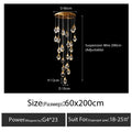 DecorBites™ Diamond Crystal Chandelier Staircase LED Golden Large Living Room Hall Lighting