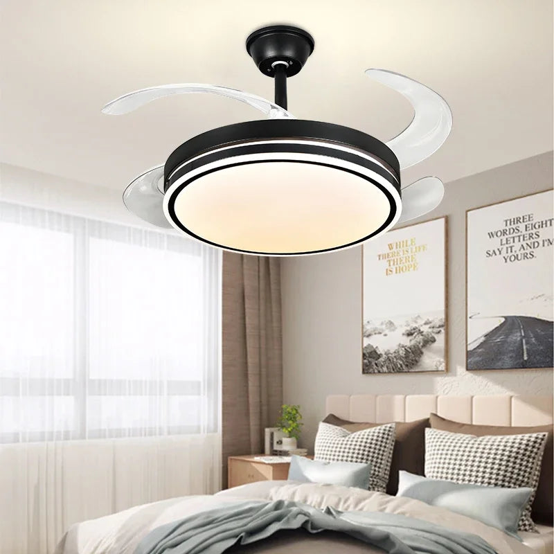 DecorBites™ LED Fan Lamp: Modern Invisible Ceiling Chandelier for Living Room, Bedroom & Dining Room