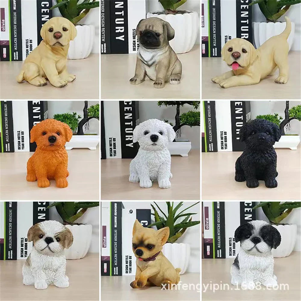 DecorBites™ Dog Sculpture for Home Decor - Lifelike Resin Pup Figurine Craft