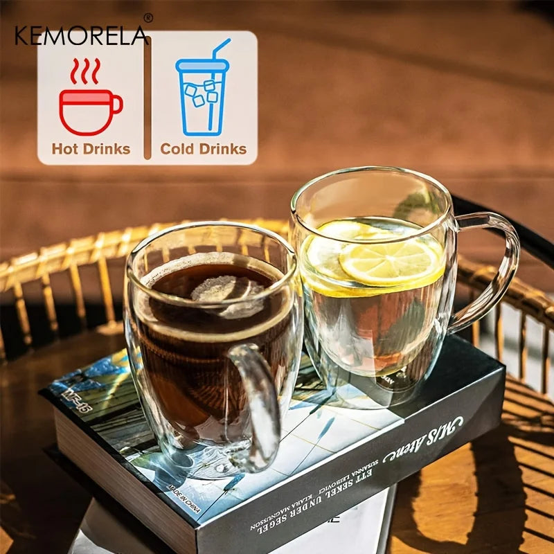 DecorBites™ Double Wall Glass Coffee Mug Set - Enjoy Your Favorite Beverages in Style