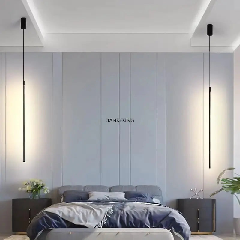 DecorBites™ LED Line Chandelier: Nordic Creative Lighting for Living Room & Bedroom