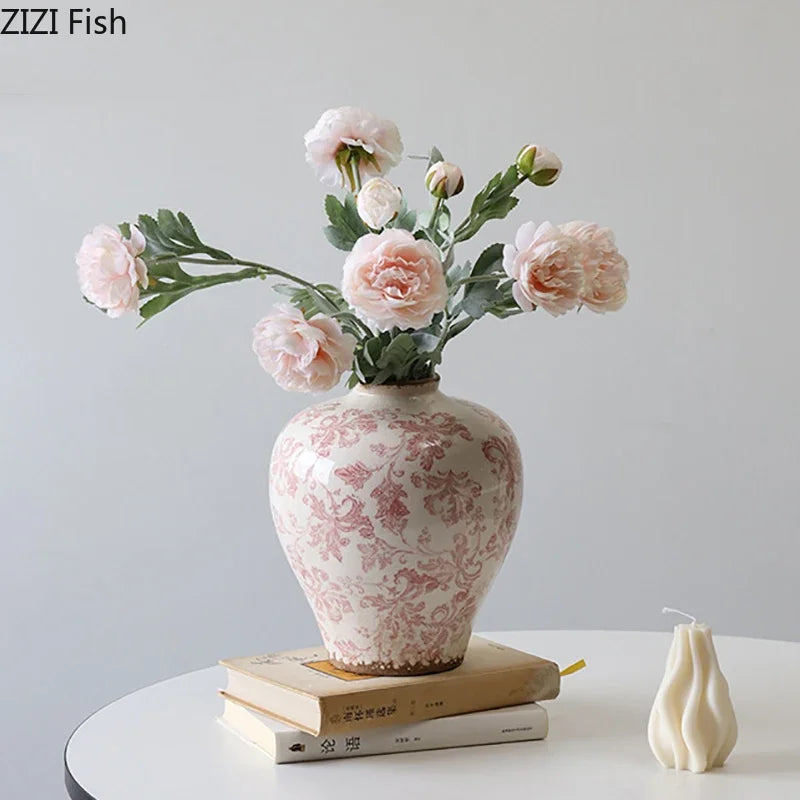 DecorBites™ Cracked Texture Blue & White Porcelain Vase Room Decoration & Flower Pot