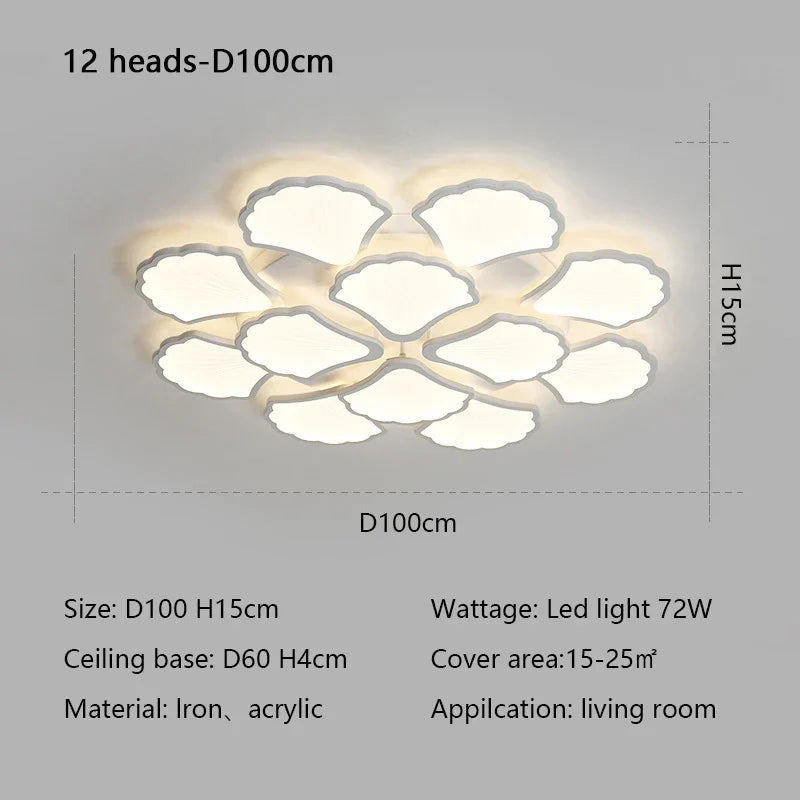DecorBites™ Ginkgo Biloba LED Ceiling Lamp Dimmable Minimalist Modern Indoor Light Fixtures