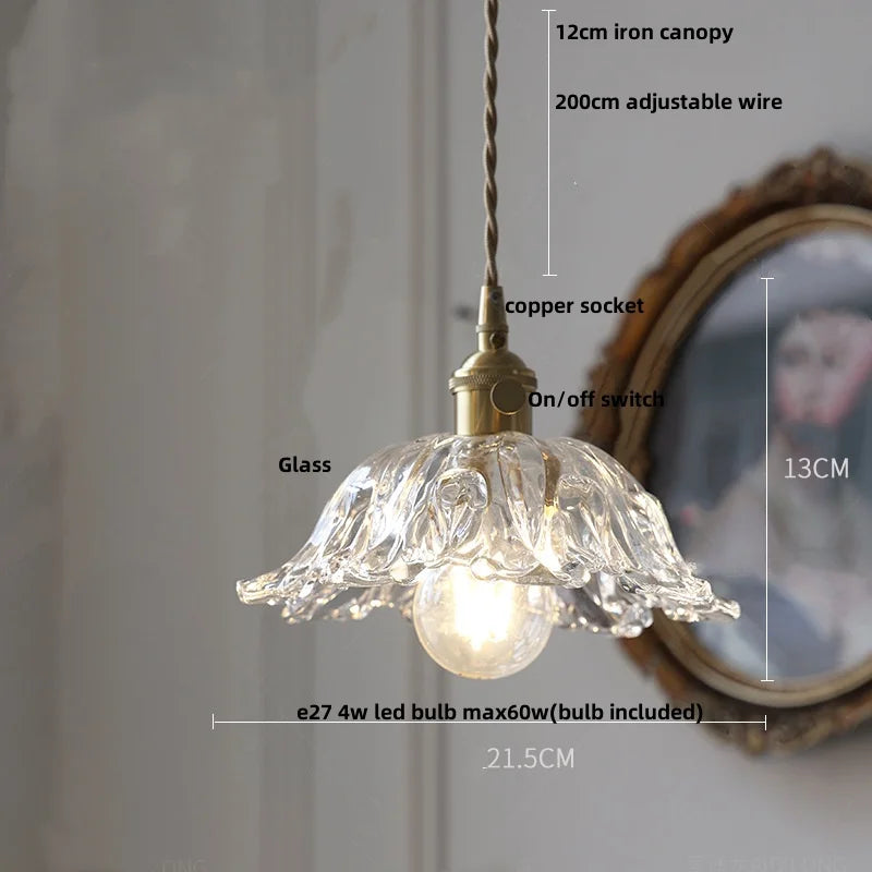 Modern ribbed clear glass pendant light kitchen brass fixture