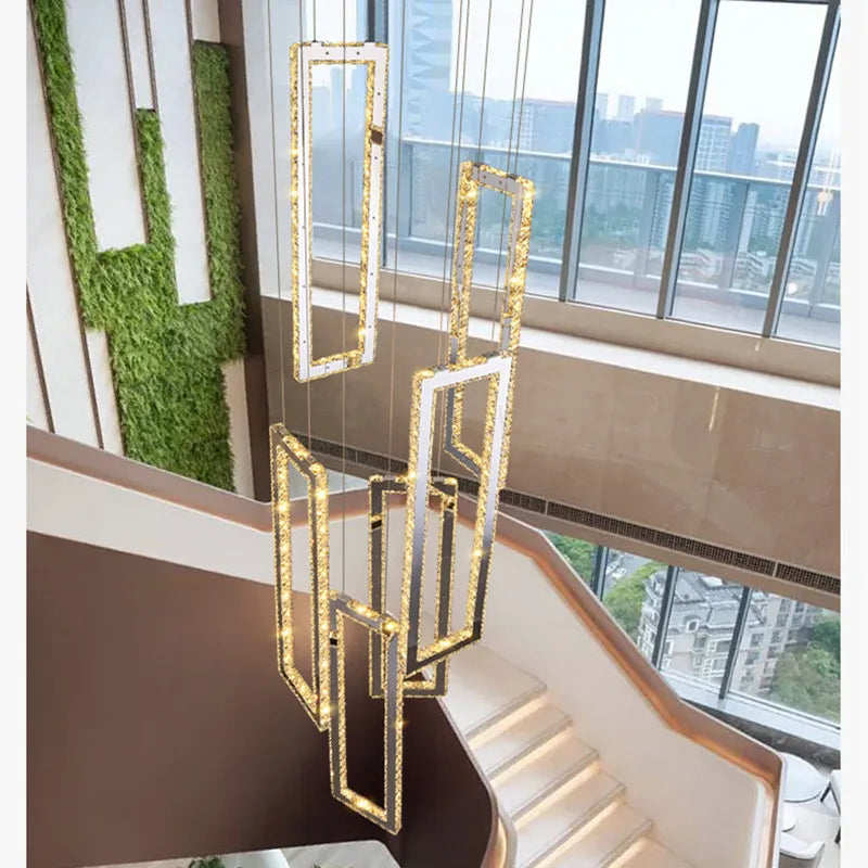 DecorBites™ Crystal LED Pendant Light Luxury Stairs Lustre Modern Lighting Fixture