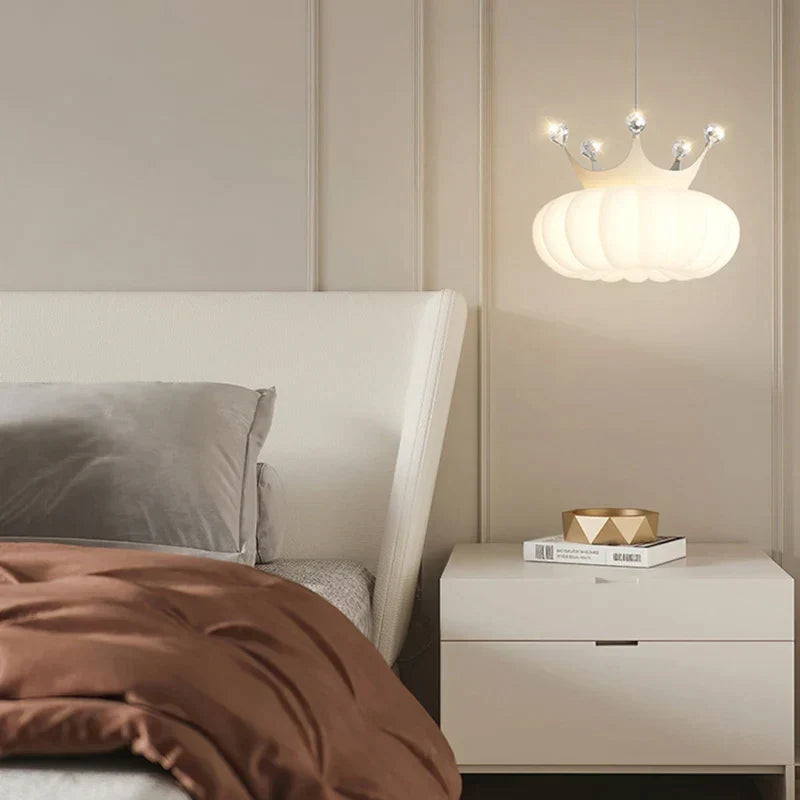 DecorBites™ Gold Crown Pendant Light: Luxe Cloud Hanging Lamp for Children's Bedroom and Living Room