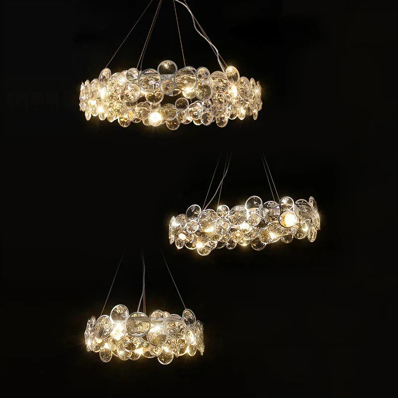 DecorBites™ Crystal Magic Ring Dimmable LED Pendant Light for Living Room & Foyer