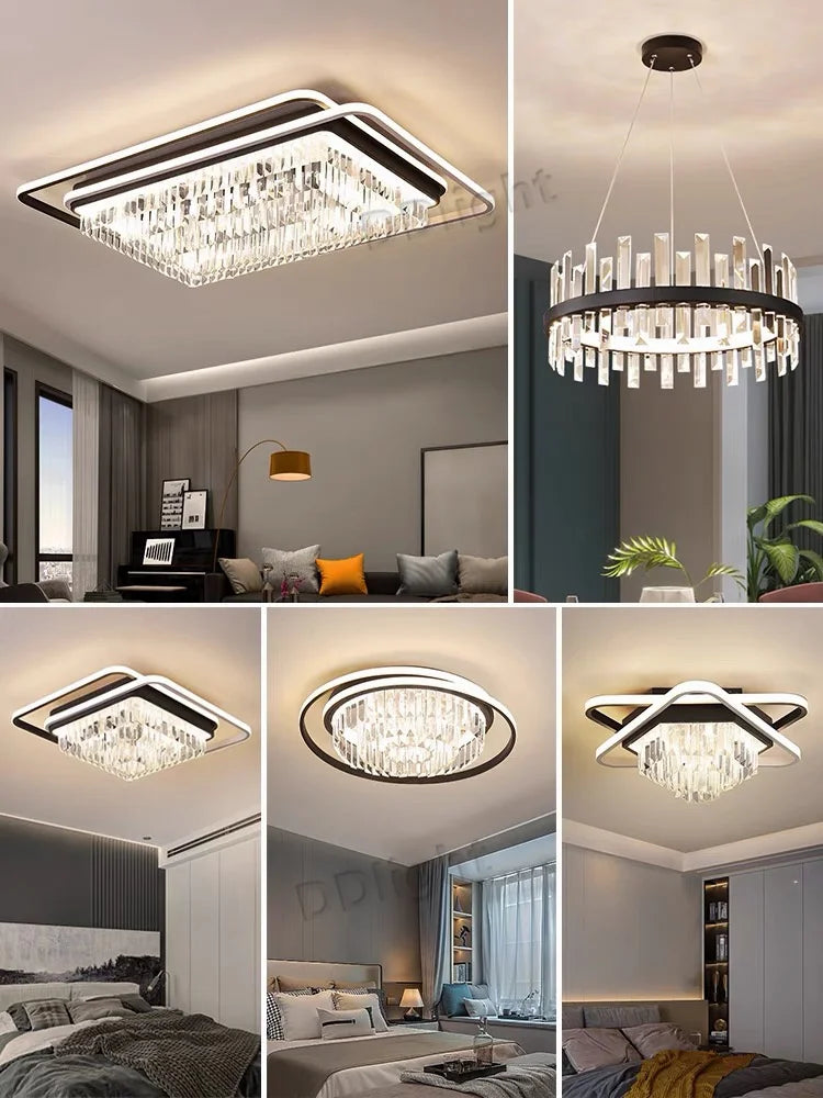 DecorBites™ Crystal Industrial Pendant Lamps Set for Modern Living Room Bedroom Kitchen Decor