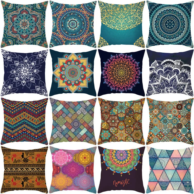 DecorBites™ Geometric Square Pillowcase Ethnic Retro Sofa Pillow Cover 45x45cm Home Decor