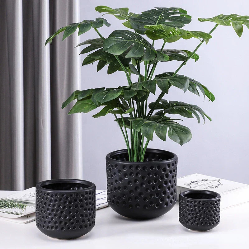 DecorBites™ Gold Ceramic Flower Pot Succulent Vase Terrarium Plant Pots for Home Balcony Decor
