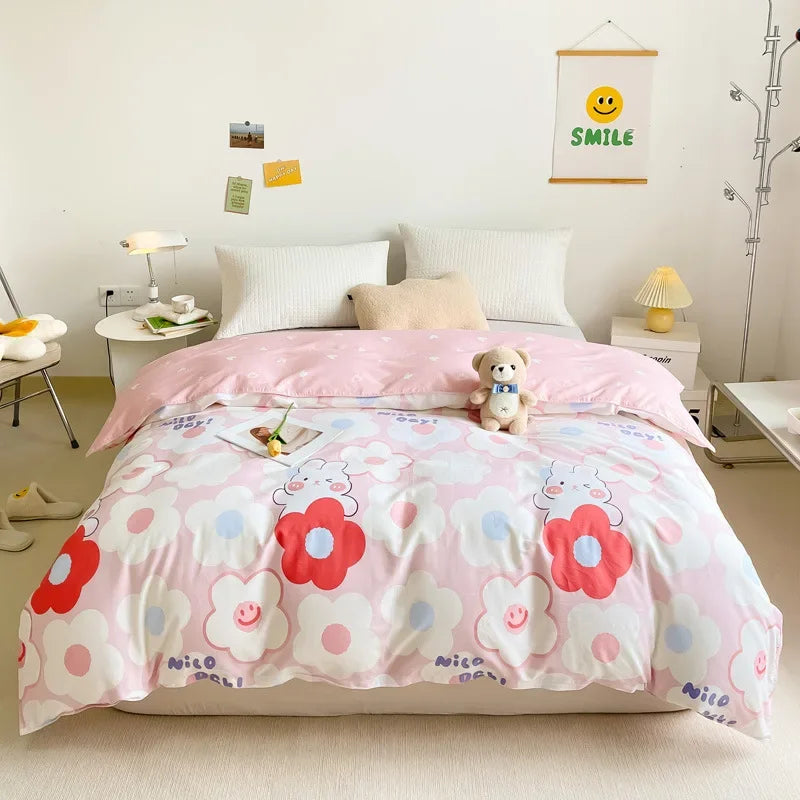 DecorBites™ Cotton Duvet Cover 240x220 King Size Flowers Design Comforter Cover