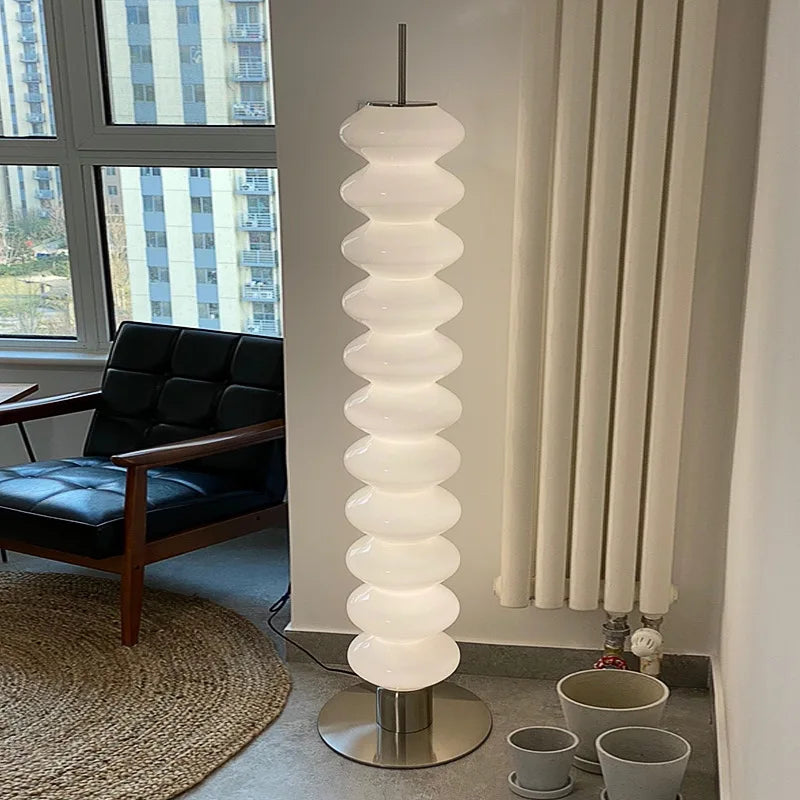 DecorBites™ Gourd Glass Floor Lamp: Nordic Design LED Night Light for Bedroom and Living Room