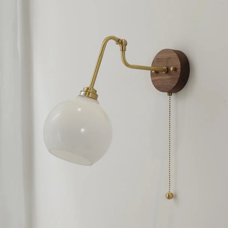 DecorBites™ Copper Glass Wall Sconce Amber LED Rotate Modern Bathroom Mirror Light