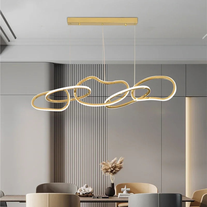 DecorBites™ Gold LED Ring Ceiling Chandelier: Modern Luxury for Bar, Hotel, Bedroom & Restaurant