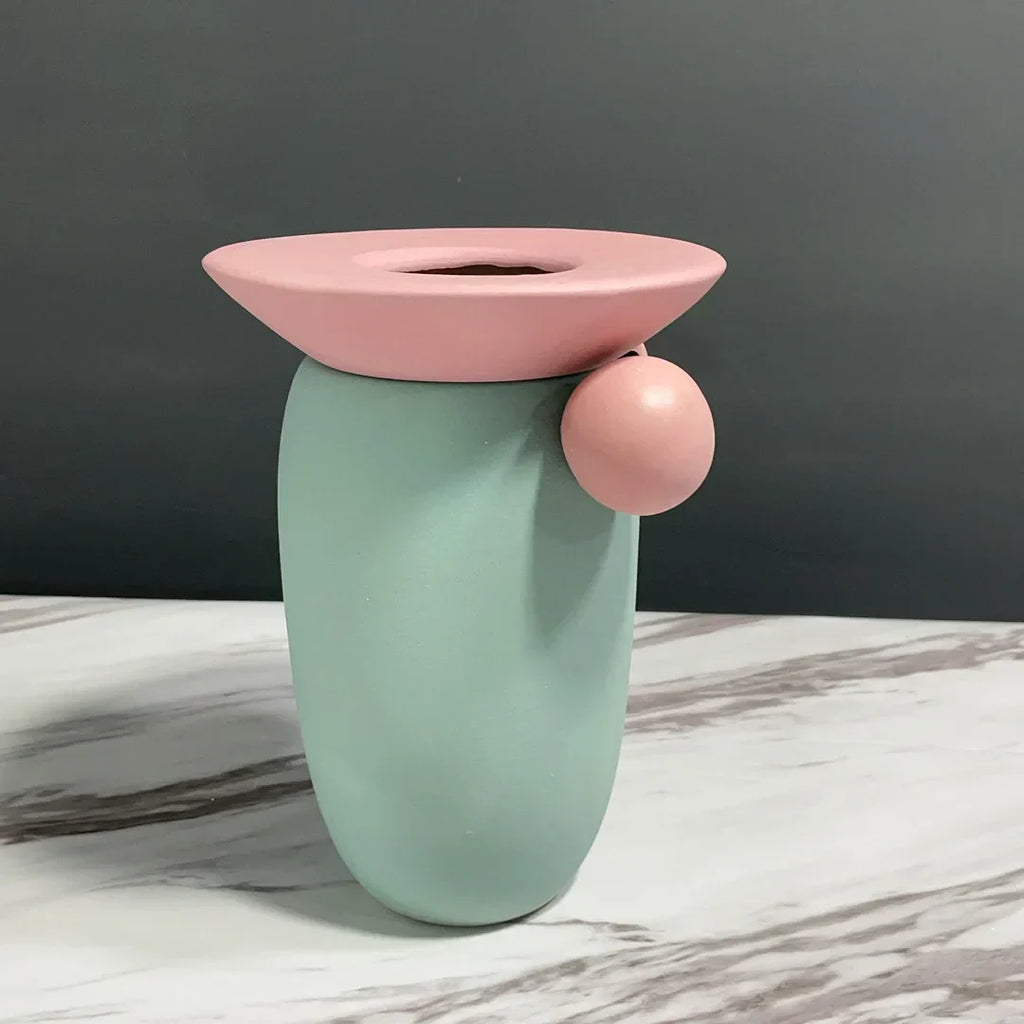 DecorBites™ Geometric Ball Ceramic Vase Hand-made Home Decor