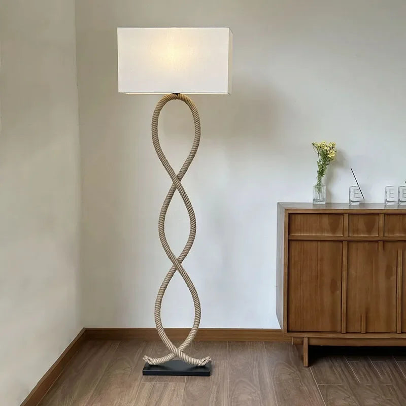 DecorBites™ Hemp Rope Fabric Shade LED Floor Lamp for Home Decor