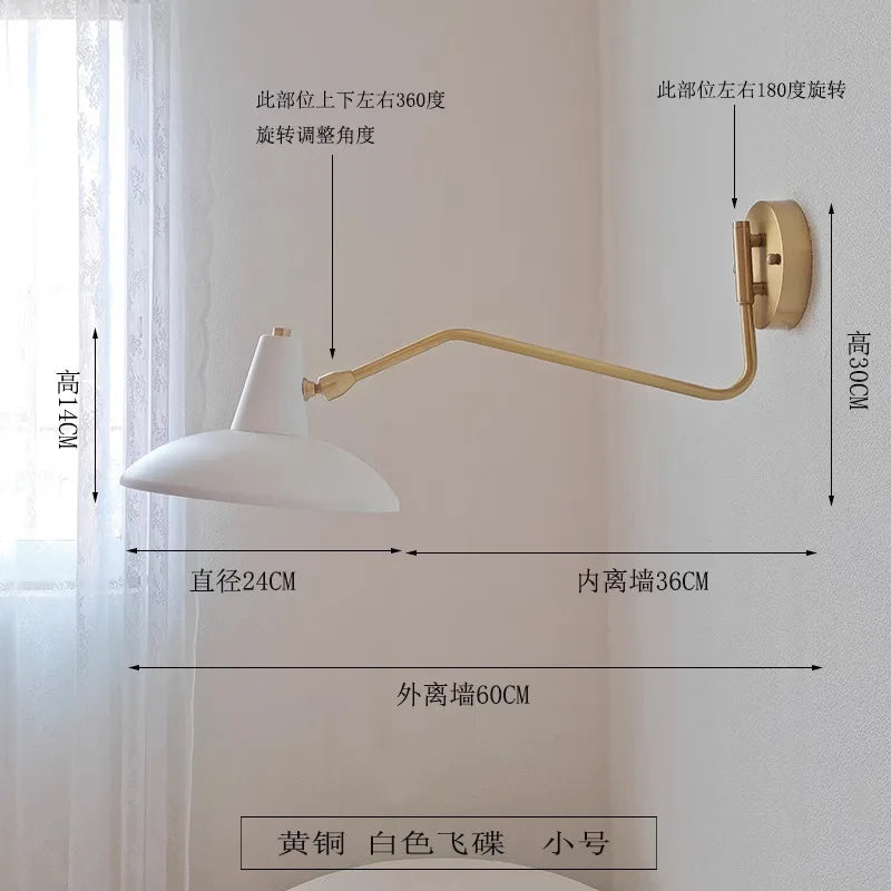 DecorBites™ Copper Swing Arm Wall Lamp LED E27 Retro Telescopic Bedside Living Room