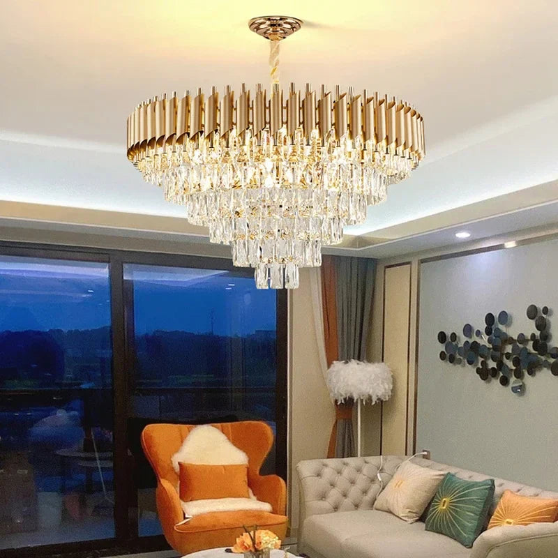 DecorBites™ Crystal LED Pendant Chandelier: Modern Luxury Living Room Dining Lighting Fixture