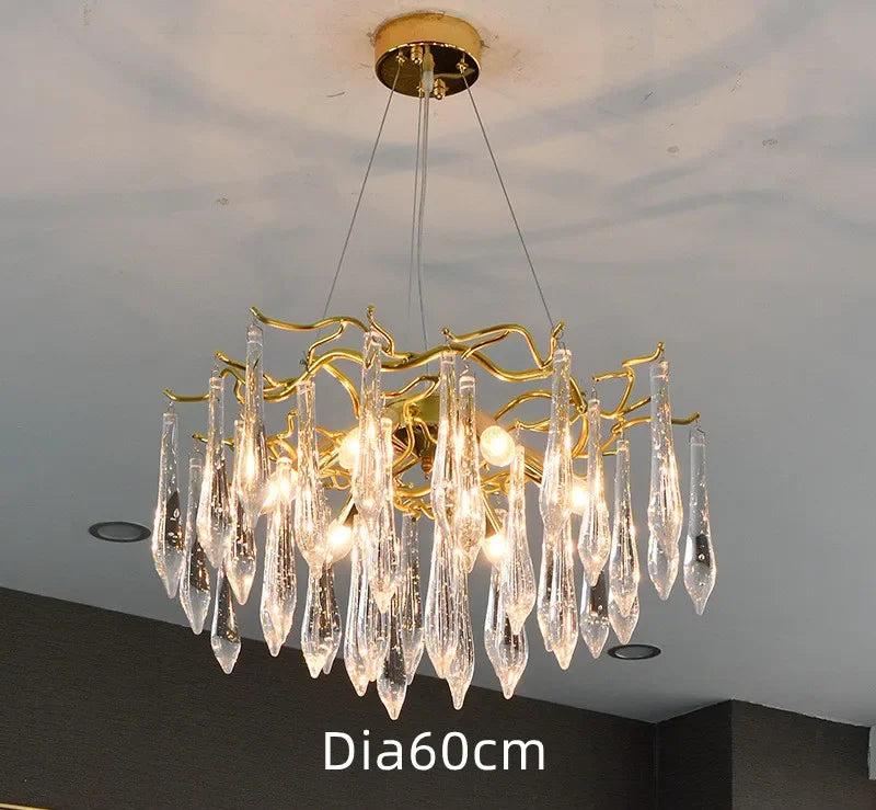 DecorBites™ Gold LED Branch Chandelier for Living Room, Bedroom, Hotel - Modern Luxury Aluminum Pendant Light