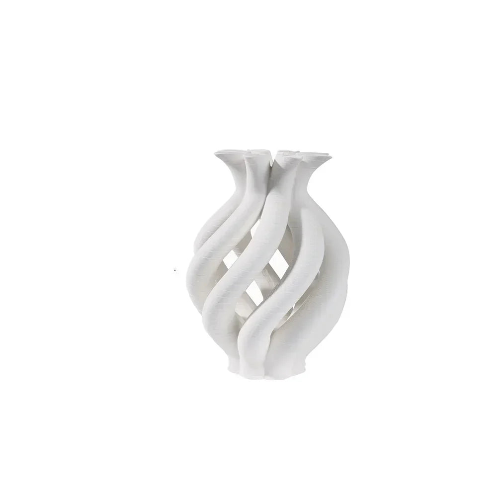 DecorBites™ Geometric Ceramic Hollow Vases Spiral Pipe Floral Arrangement Home Decor Figurines