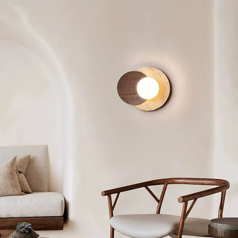 DecorBites™ Cream Style Bedroom Wall Lamp Stone Wood Wabi-sabi Decor G9 Bulb Soft Light