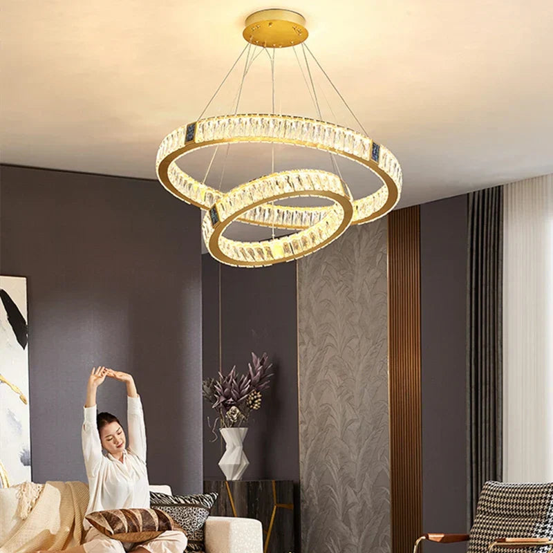 DecorBites™ Crystal LED Chandelier for Kitchen Dining Room Duplex Villa Lighting Fixtures