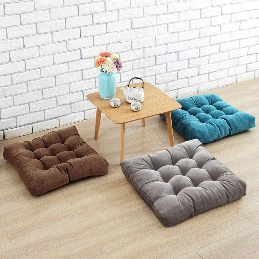 DecorBites™ Corduroy Floor Seat Cushion Pad for Adults – Large, Soft Square Pouf for Comfort
