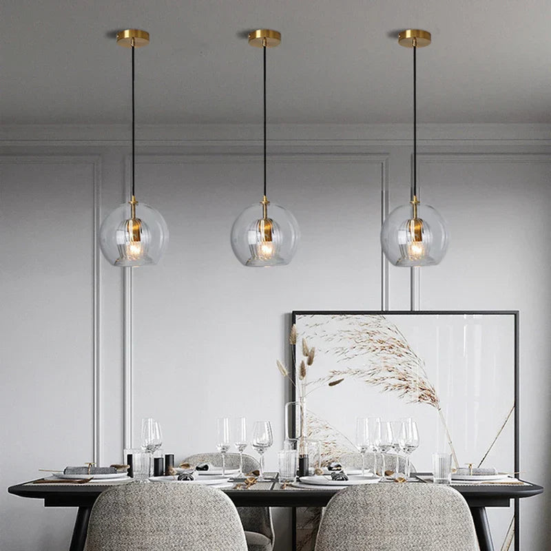 DecorBites™ Clear Glass Ball Pendant Light Chandelier for Living Room Dining Room Home Decor