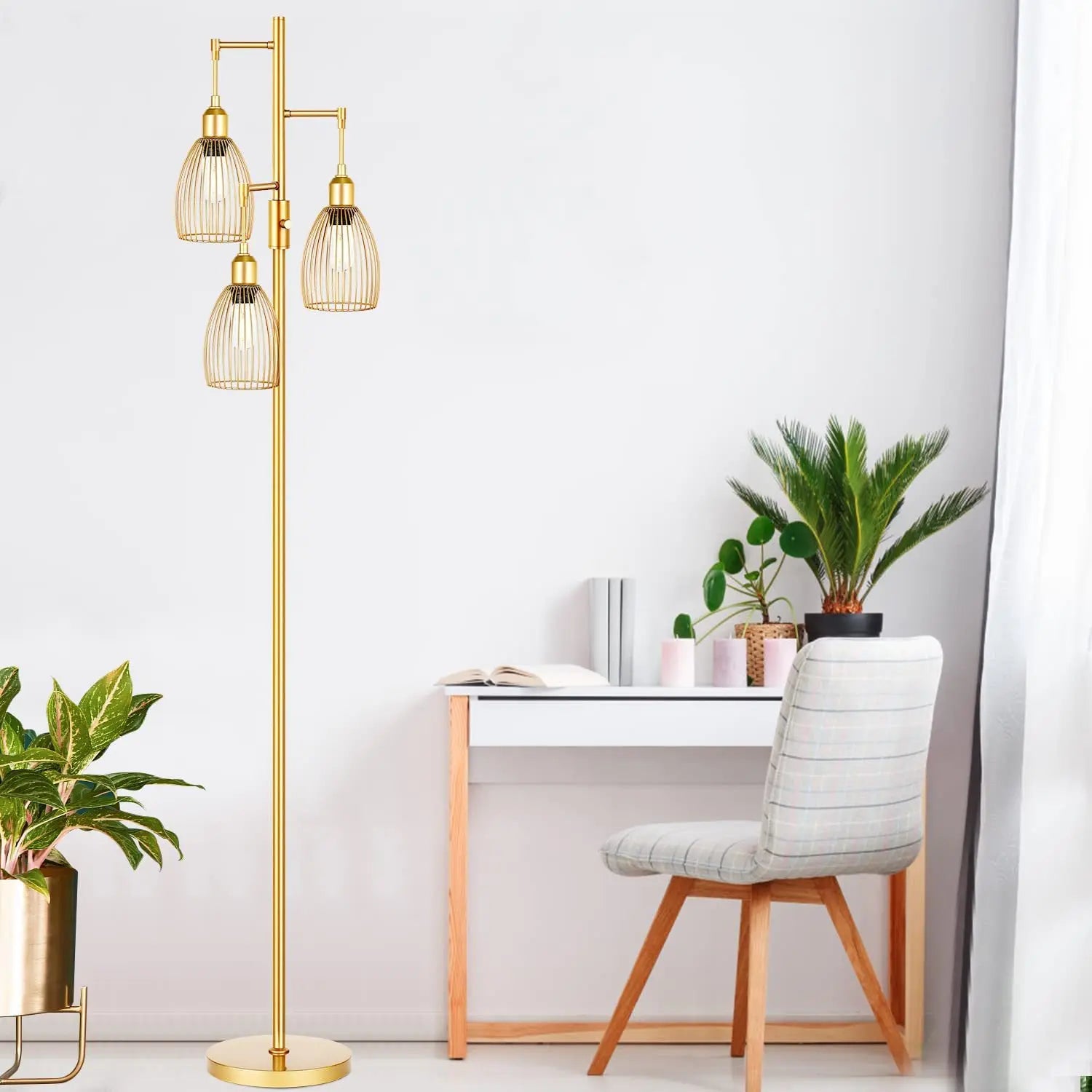 DecorBites™ LED Birdcage Floor Lamp for Home Décor and Reading in Bedroom, Study, Living Room.