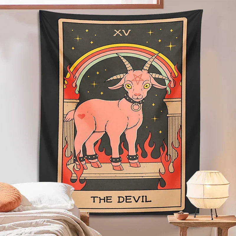 DecorBites™ Devil Tarot Goat Wall Hanging Tapestry - Home Decor Hippie Dorm Room