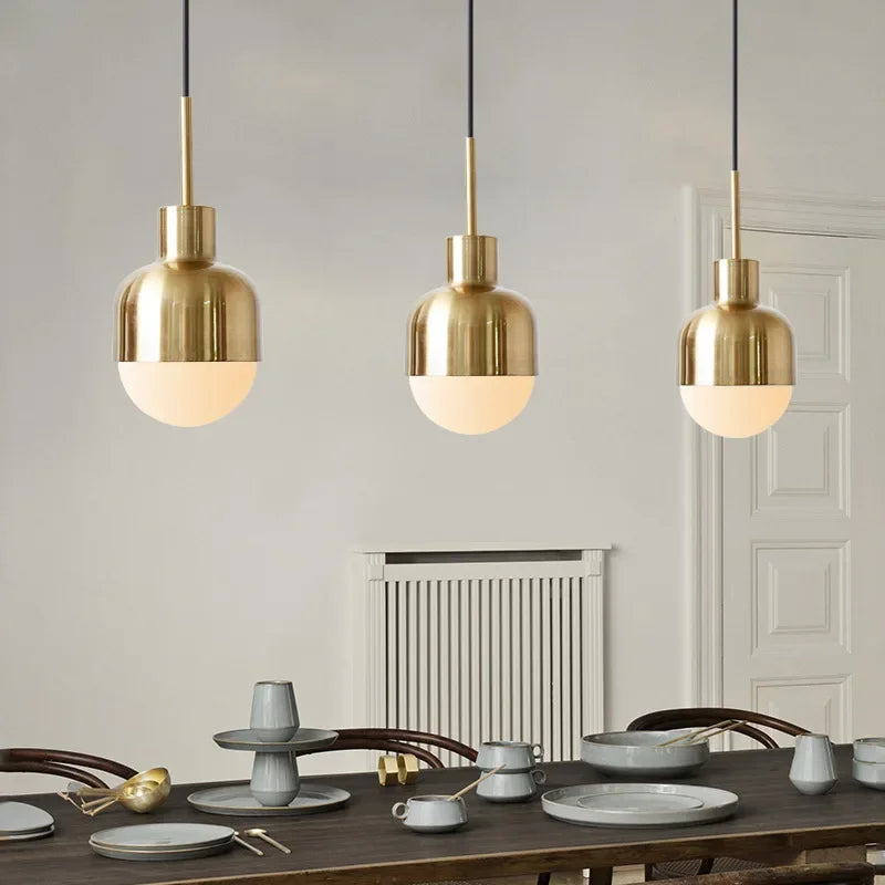 DecorBites™ Gold Iron Led Pendant Lights for Kitchen Dining Room, Modern Luminaire Hanging Lamps