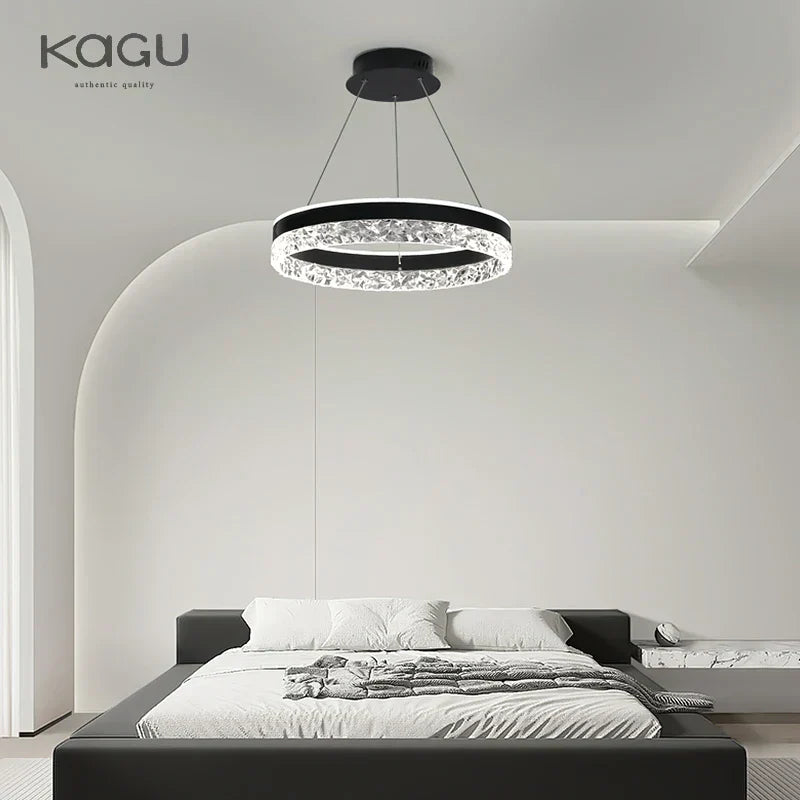 DecorBites™ Crystal Rings LED Chandelier Black&White Frame