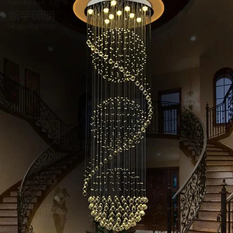 DecorBites™ Crystal LED Chandelier: Modern Spiral Fixture for Dining, Living Room, Bedroom, Staircase