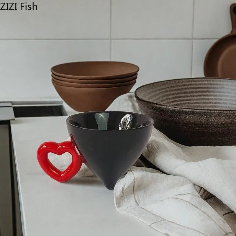 DecorBites™ Heart Shape Ceramic Coffee Mug Teacup Fruit Juice Container - Set of 2