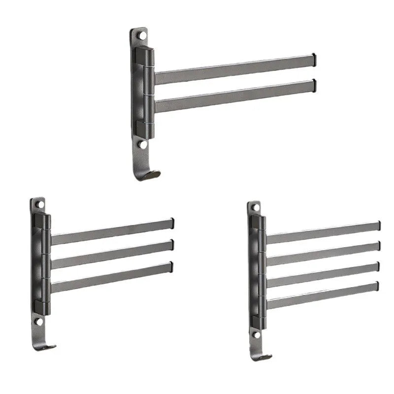 DecorBites™ Gray Aluminum Swivel Towel Hanger: Wall Mounted Folding Bathroom Towel Bar