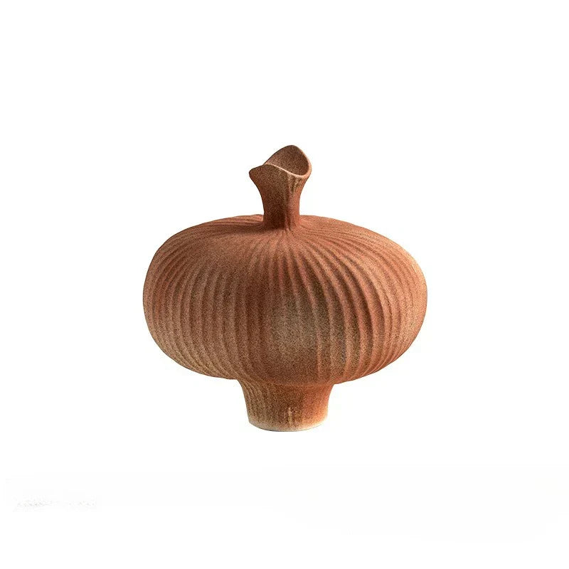 DecorBites™ Geometric Abstract Ceramic Flower Vase Bottle - Handcrafted Home Decor Pottery