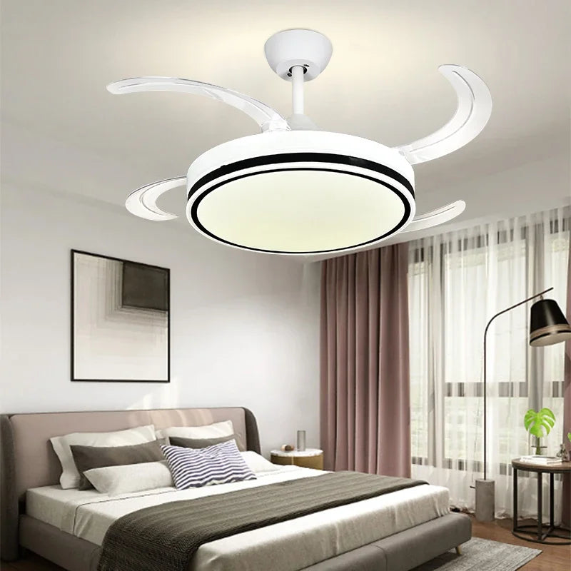 DecorBites™ LED Fan Lamp: Modern Invisible Ceiling Chandelier for Living Room, Bedroom & Dining Room
