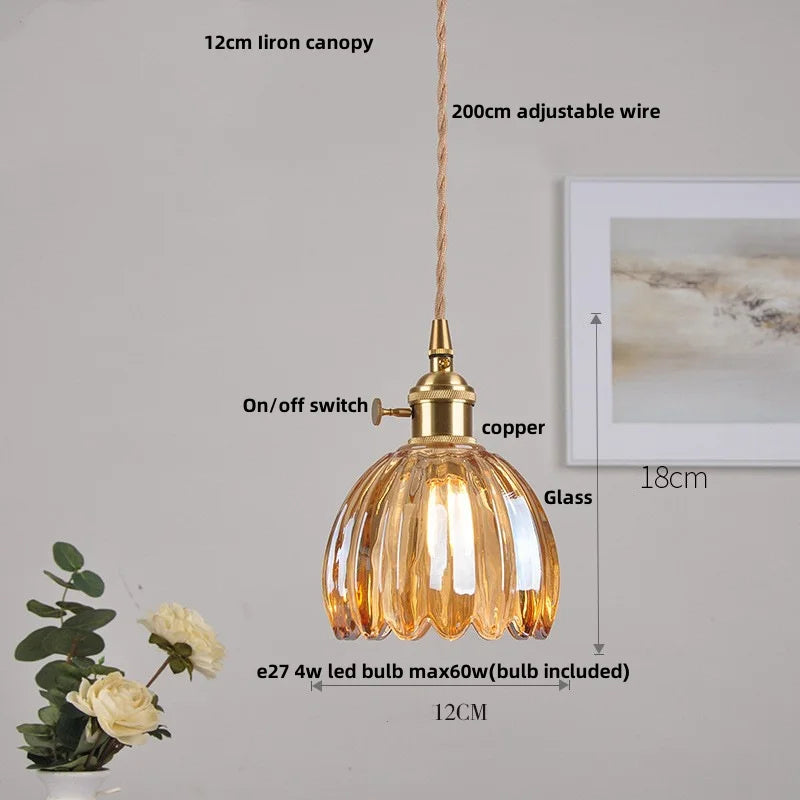 DecorBites™ Copper Glass LED Pendant Light - Modern Adjustable Hanging Fixture for Home deco