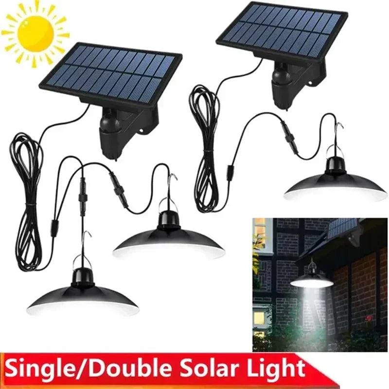 DecorBites™ Double-head Solar Pendant Light with Remote Control for Indoor and Outdoor Decor