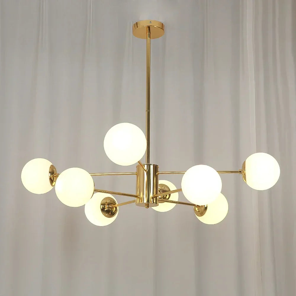 DecorBites™ Adjustable Ball Glass Lustre Chandelier for Living, Dining, Bedroom Lighting