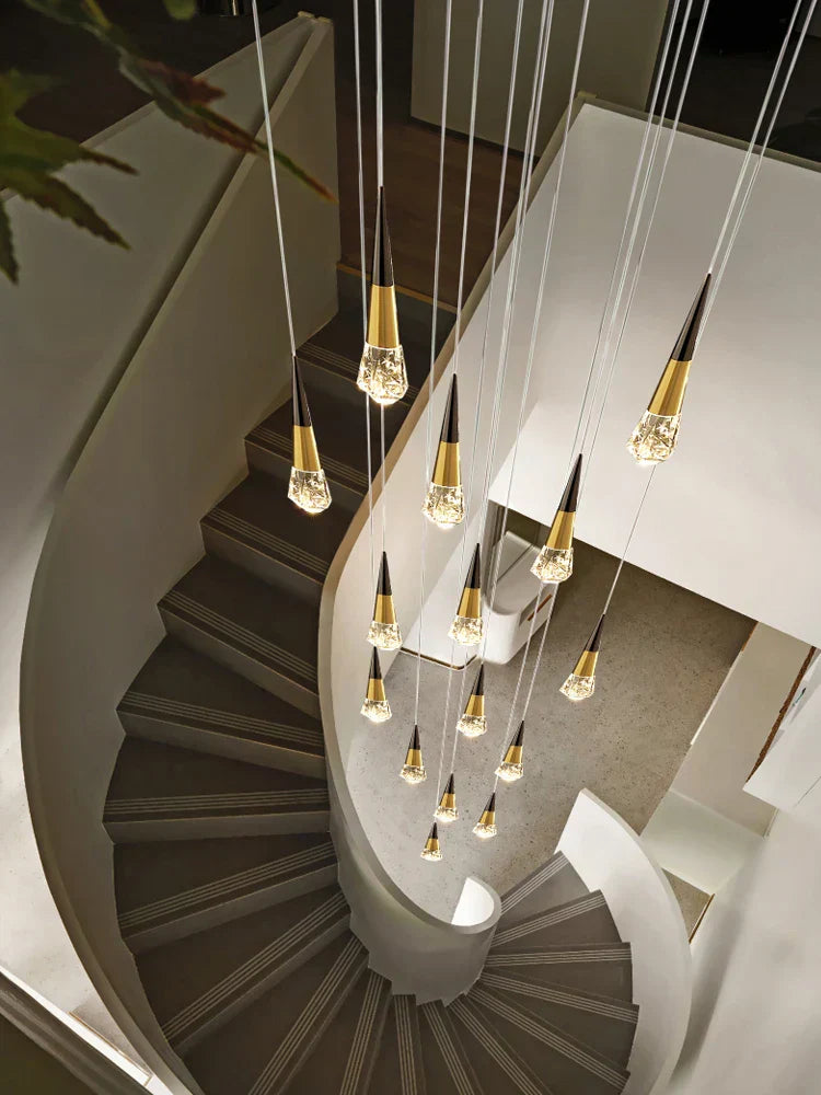 Modern gold decorbites crystal chandelier for stairwell and living room