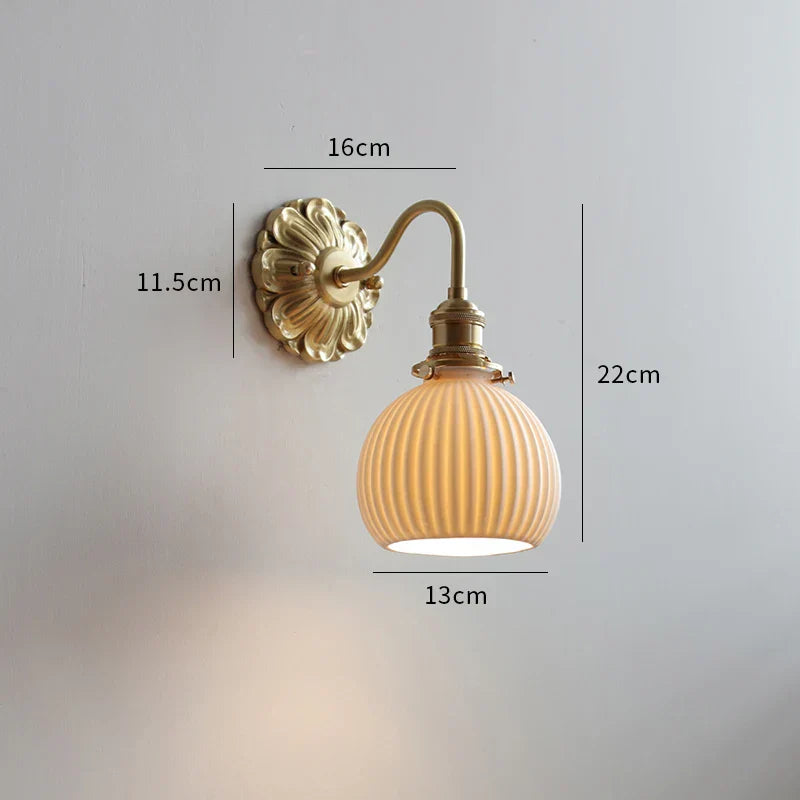 DecorBites™ Green Glass LED Wall Lamp with Copper Base for Bedroom Living Room
