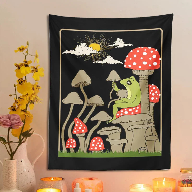DecorBites™ Cute Frog Tapestry Wall Hanging for Retro Aesthetic Bedroom Decor