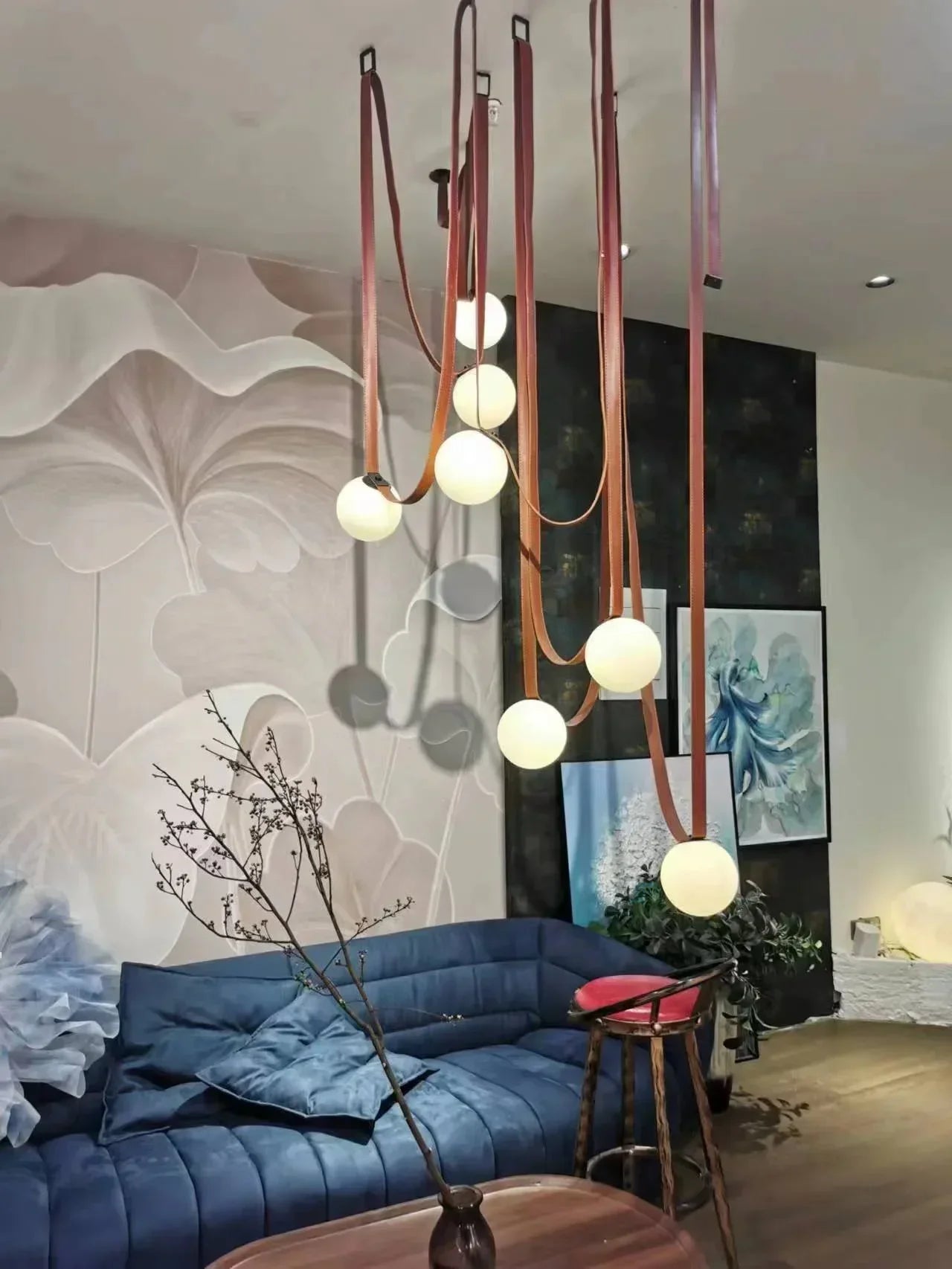 DecorBites™ Duplex Wabi Sabi Designer Villa Belt Living Room Chandelier Nordic Ceiling Light