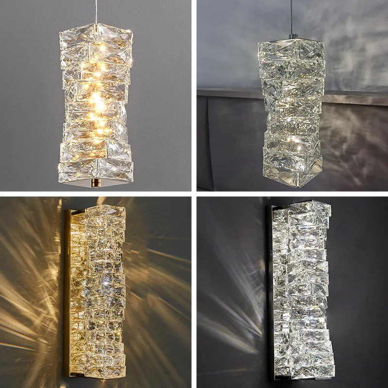 DecorBites™ Gold Chrome Crystal Wall Sconce LED Lamp for Living Room Bedroom TV Background Lighting